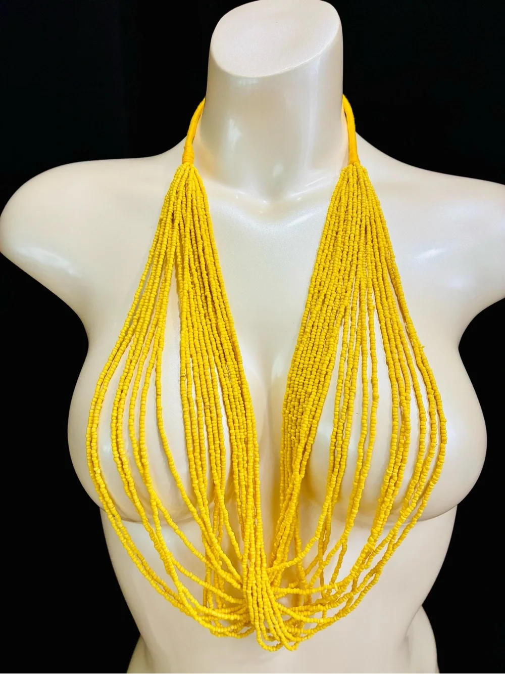 Bright Yellow Multi-Strand Beaded Necklace - Contemporary Women’s Jewelry